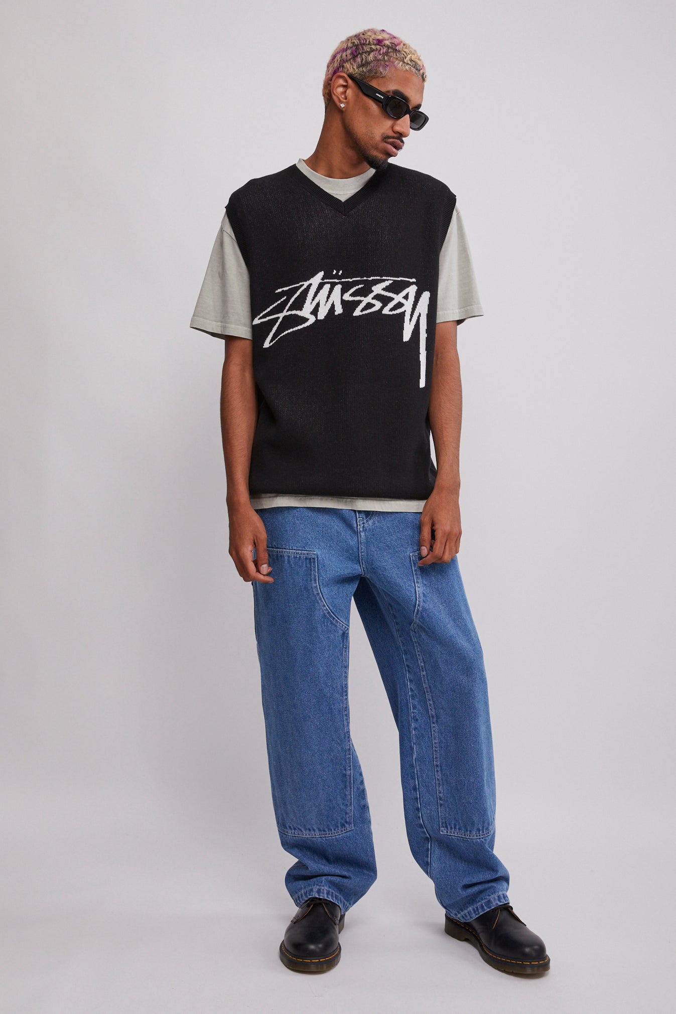 STUSSY SMOOTH STOCK KNIT VEST black