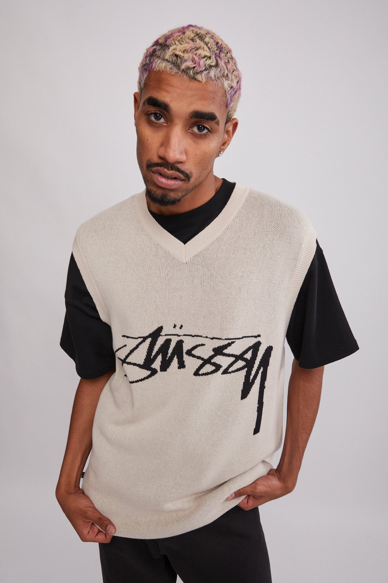 STUSSY SMOOTH STOCK KNIT VEST black