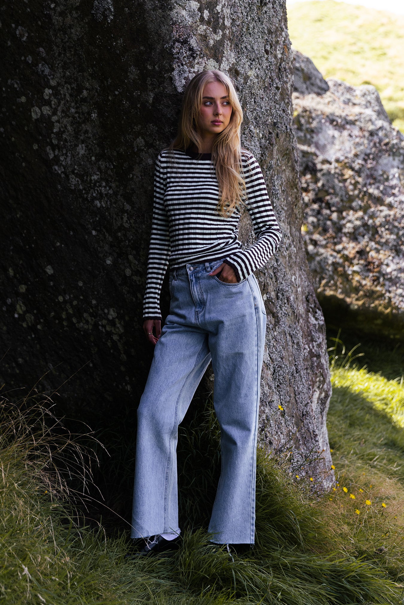 Stripe Knitted Long Sleeve Top | North Beach