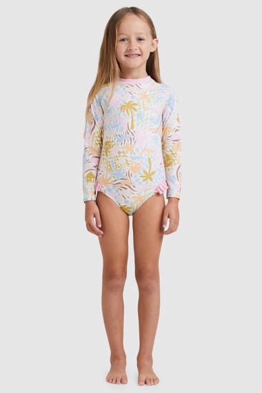 Girls Beach Party Long Sleeve One Piece Rashie Swimsuit