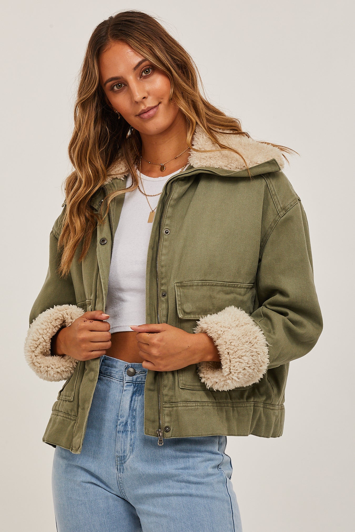 sherpa khaki jacket