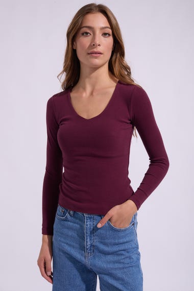 V Neck Long Sleeve Top