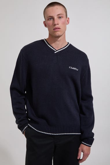Venom V Neck Knit Crew Sweatshirt