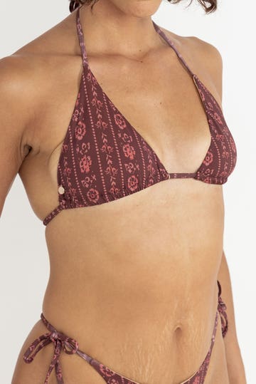 Vintage Floral Slide Triangle Bikini Top