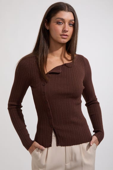 Zinnia Asymmetic Long Sleeve Knit Top